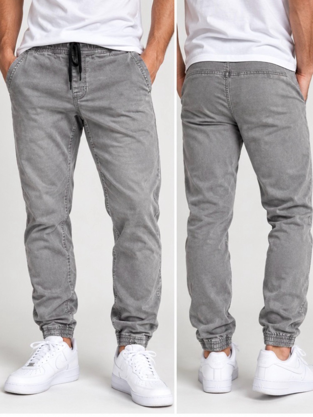 RSQ Jeans Men’s Gray Washed Denim Jogger Pants Size Small Drawstring Tapered